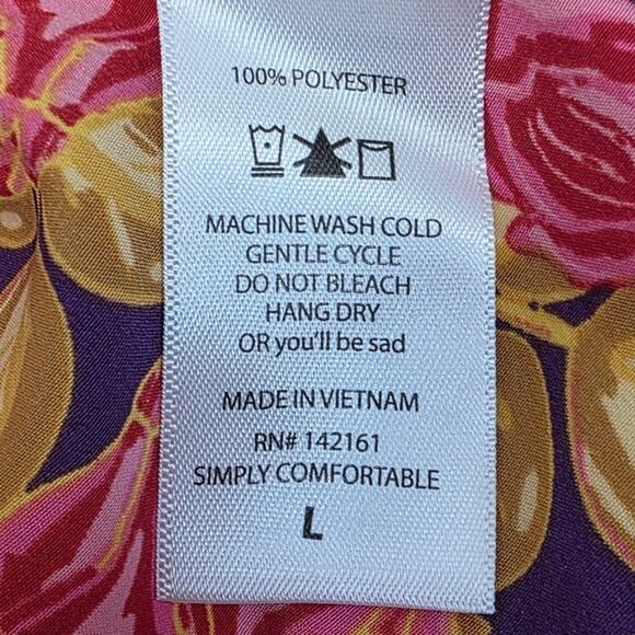 LuLaRoe LLR Pink Rose, Gold Leaf & Dark Purple Lindsay Women's Kimono Size Large - Picture 8 of 10